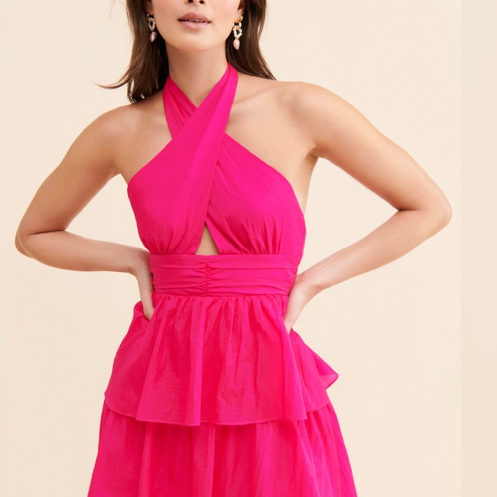 Amanda Uprichard Darby Halter Tiered Mini Dress
